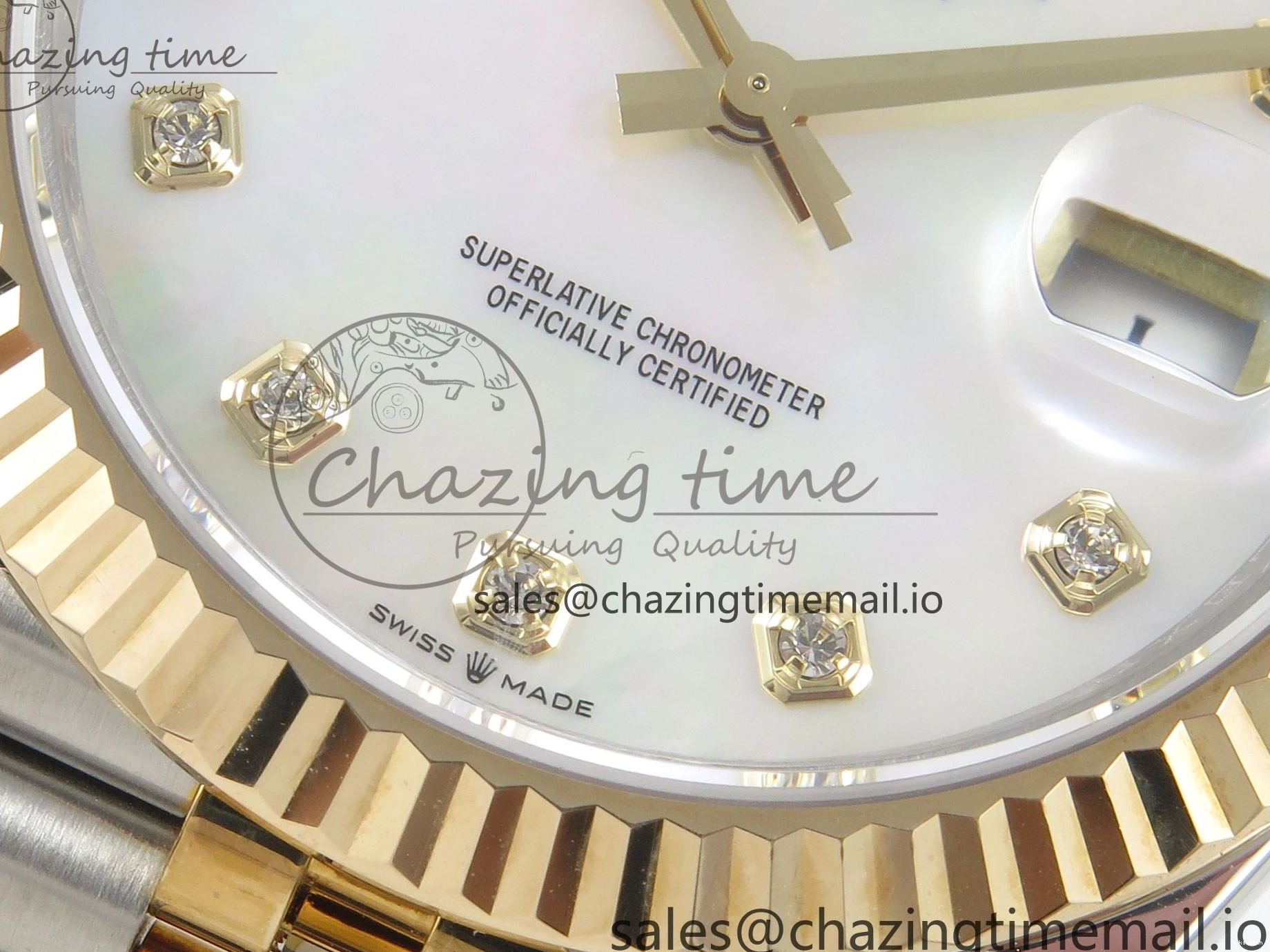 on Edition MOP DateJust White SS 41mm SS Bracelet Jubilee YG Dial Best 126333 3EF YG Diamond SA3235 1:1 0416